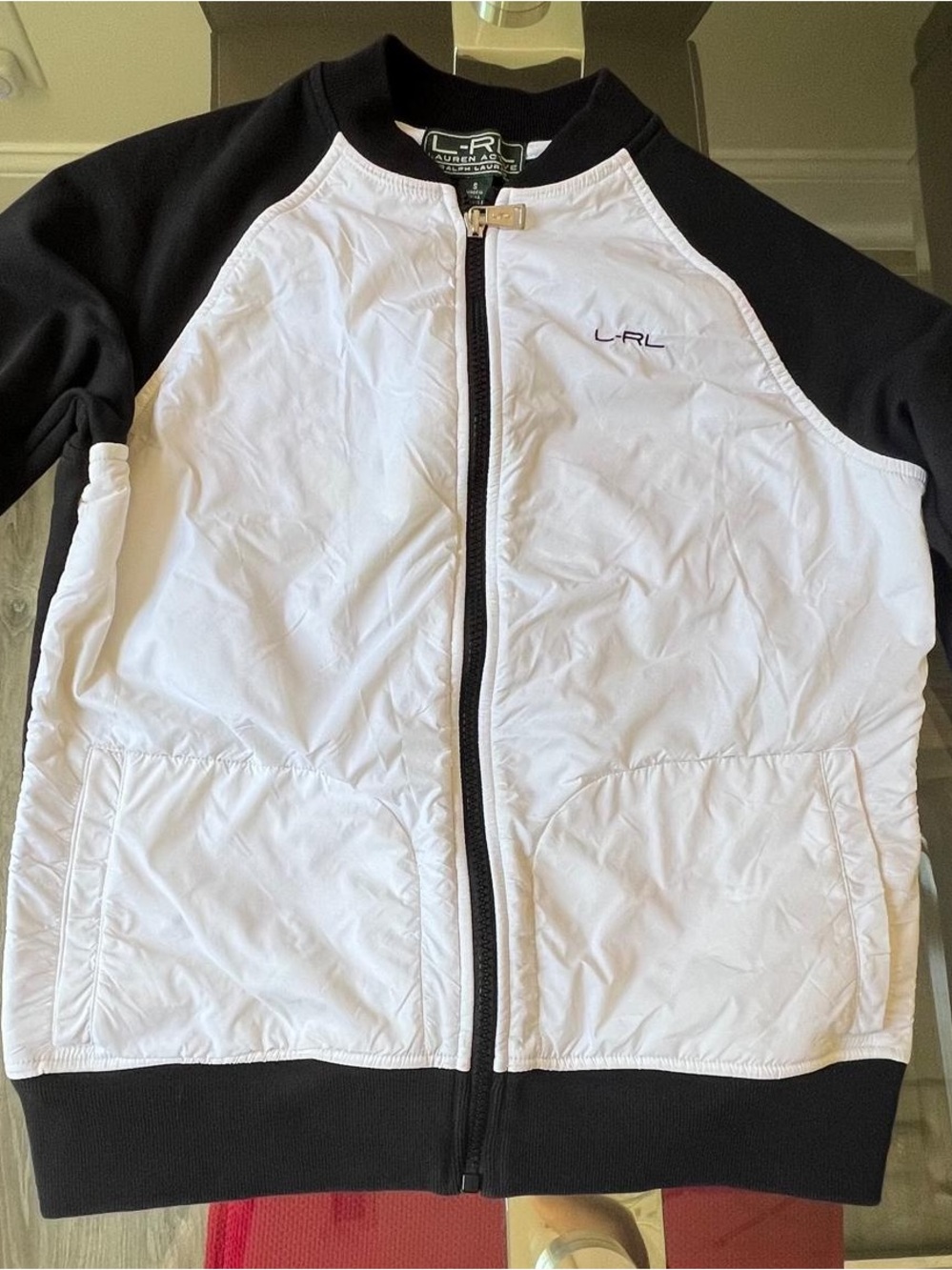 Polo by Ralph Lauren White and Black Quilted Bomber Jacket